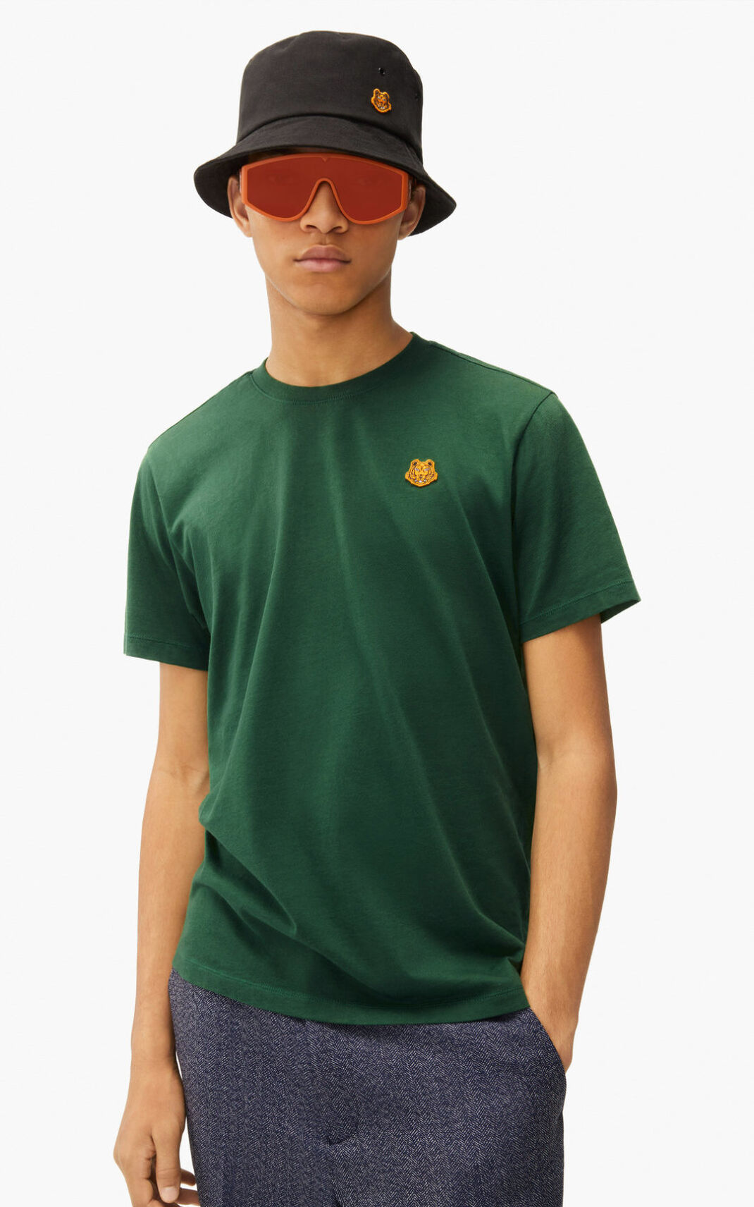 T Shirt Kenzo Homme Tiger Crest Vert Foncé NGVMZ-0683